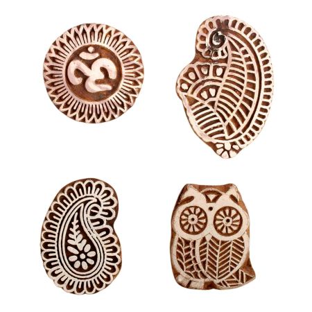 Set of 4 Piece New Mix Wooden Printing Block